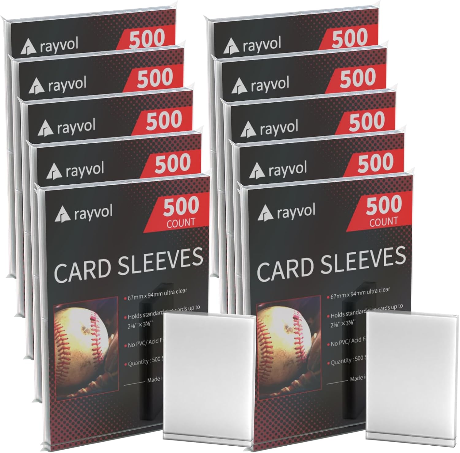 Rayvol 5000 Soft Penny Card Sleeves, 67 x 94mm Card Sleeves Fit 2-5/8'' x 3-5/8'' Trading Cards, for Baseball Cards, Sports and Other TCG Games