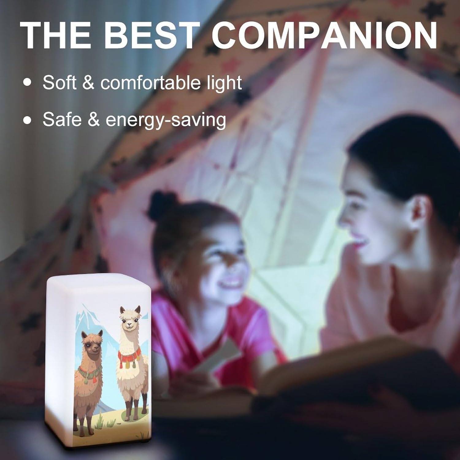 Desk Lamp for Office Home Dimmable Small Desk Lamp Llama and Alpaca Battery Operated Lamp for Reading Study Work