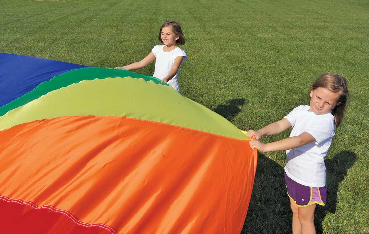 Easy Grip Parachutes with 1-Continuous Handle Around The Perimeter and Brightly Colored Nylon