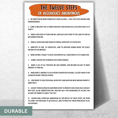 Miniatura 4 de The 12 Steps of AA Alcoholics Anonymous Poster for Addiction Recovery - Twelve Steps Alcoholic Anonymous Quotes Print AA Daily Reflections Poster 12