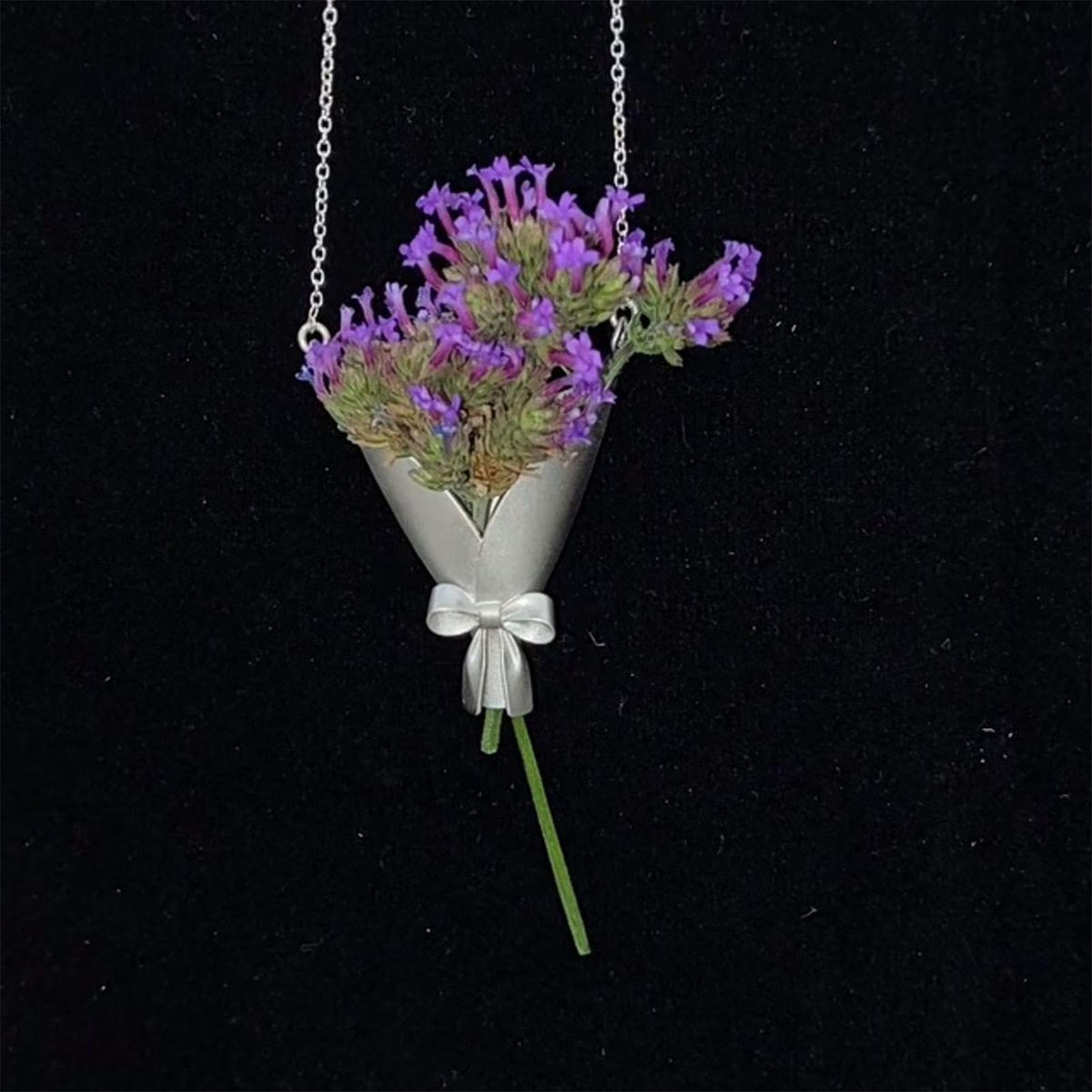 Wearable Vase Necklace Holds Real Dried Flowers Delicate Bouquet Pendant Chain DIY Jewelry Gift Set