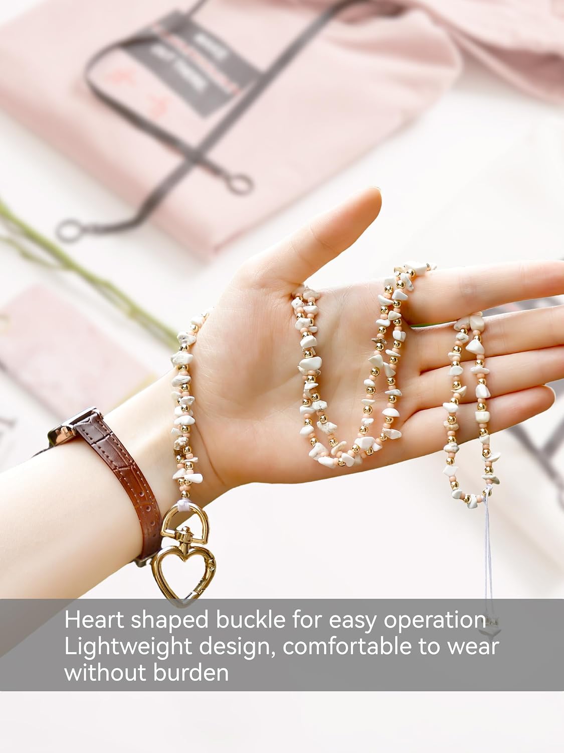 BettDecor Lanyards for ID Badges and Keys, Fashion Turquoise Yellow Beaded Lanyards for Women, Cute Teacher Lanyard for Office, Leisure and Vacation(White) image 3