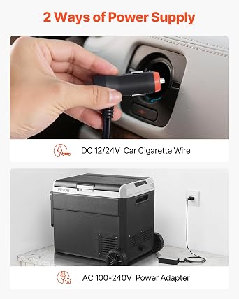 VEVOR 12 Volt Car Refrigerator, 63.4QT/60L Car Fridge, Portable Electric Cooler with Wheels and Handle,4F~68F, 12/24V DC and 100-240V AC Compressor Freezer for Outdoor, Camping, Travel, RV