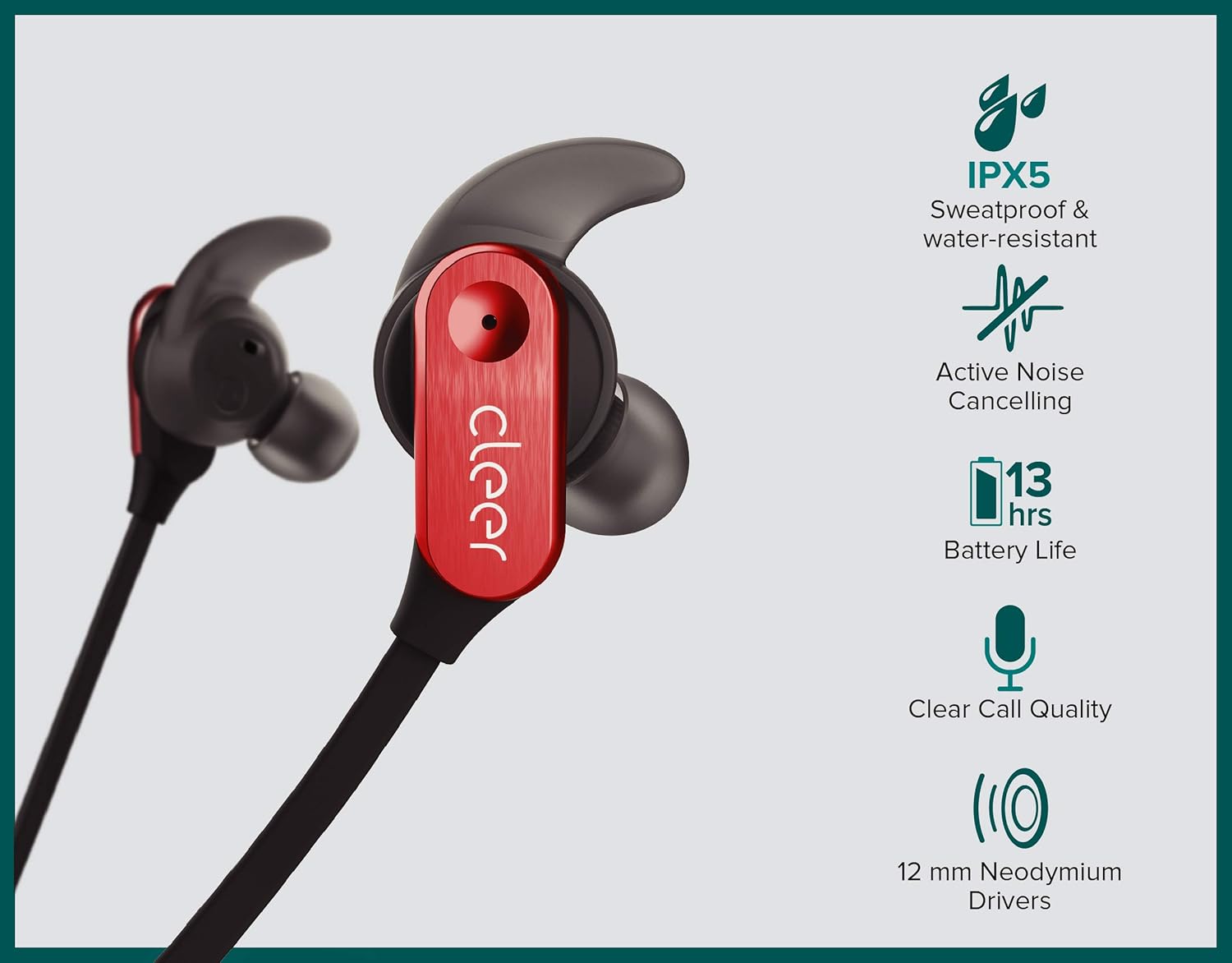 (Open Box) Cleer Trek Active Noise Cancelling Headphones - Red