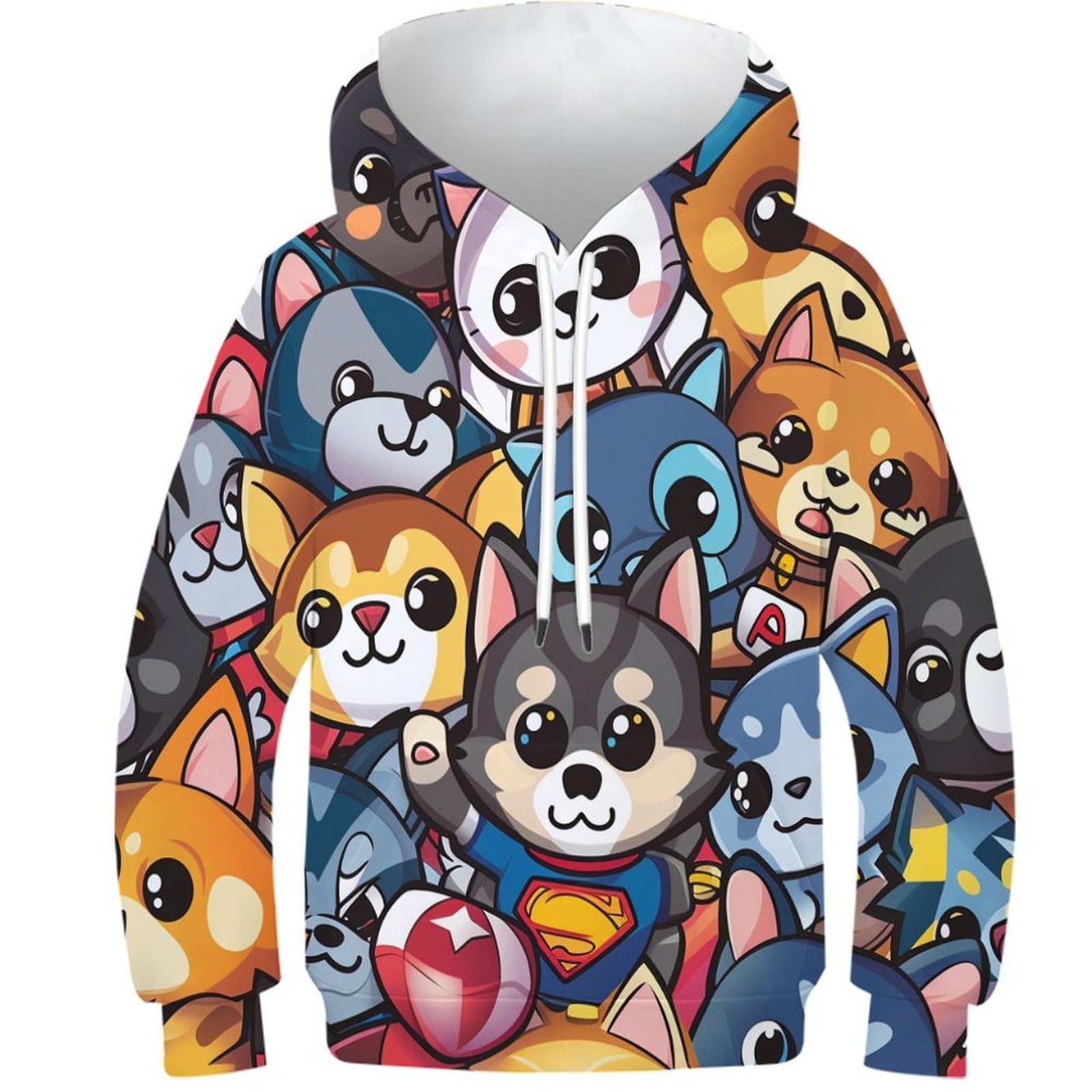 Sweat à capuche Chien 3D pour enfant 11-13 ans pull d'hiver confortable - 8