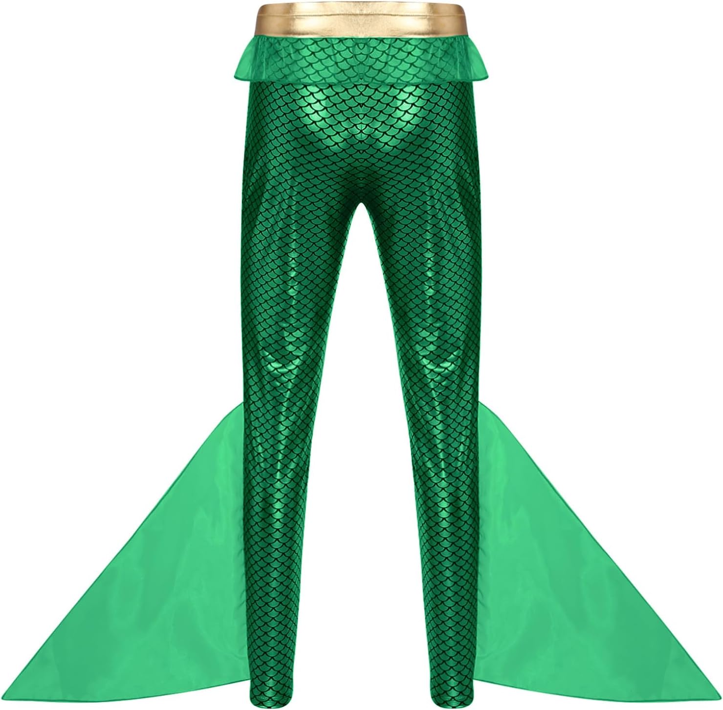 Mens King Triton Costume for Men Mermaid Pants Halloween King of The Seas Leggings Party Show