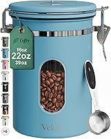 Vista 15 de Veken Recipiente de café con ventana, recipiente hermético de almacenamiento de alimentos de cocina de acero inoxidable con tapas, rastreador