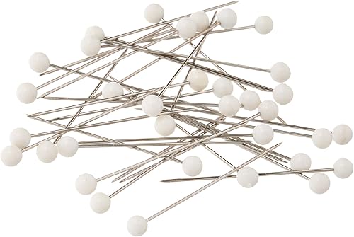 Miniatura 2 de Dritz 111 pines de bola de color, largos, 1-12 pulgadas (250 unidades), color blanco