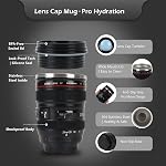 Camera Lens Coffee Mug 350ml Tumbler with Transparent Lid,Black