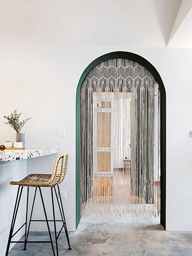 Miniatura 4 de Cortina bohemia de macramé para ventana, separador de habitaciones, cortina para puerta, 79 x 35 pulgadas, para colgar en la pared de macramé para