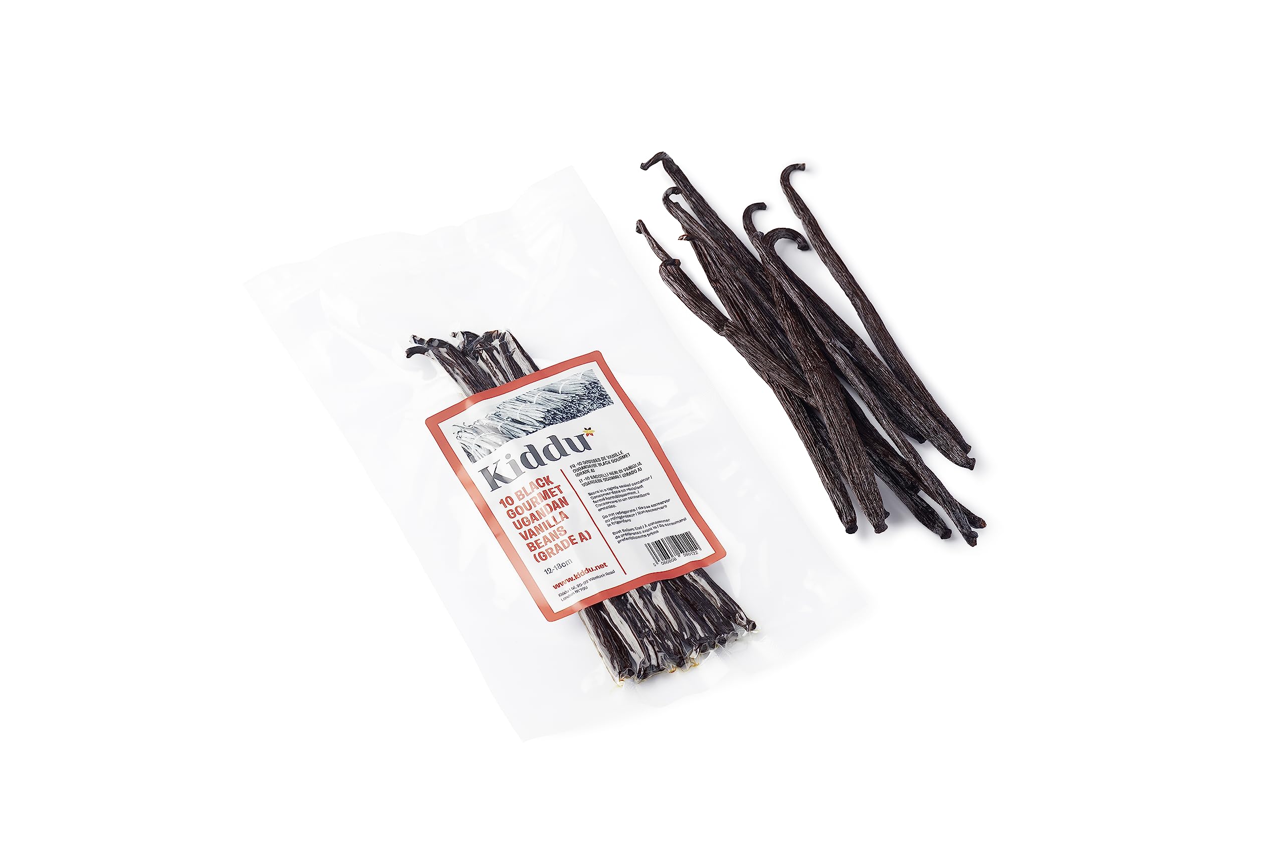 Gourmet Vanilla Beans, 10 Whole Grade A Vacuum Packed Pods, 12cm - 18cm