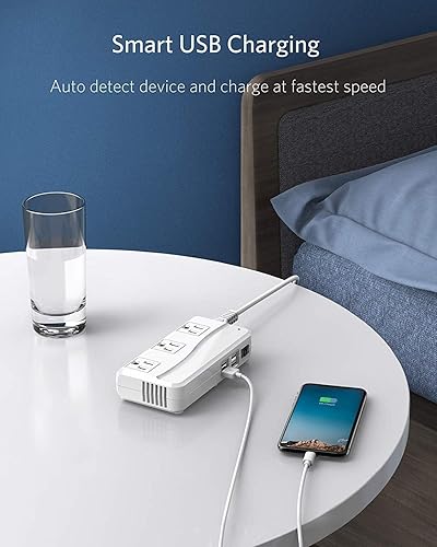 Vista 6 de BESTEK - Adaptador de viaje universal convertidor de voltaje de 100-220 V a 110 V de 250 W con carga USB de 6 A y 4 puertos, 3 tomas de CA