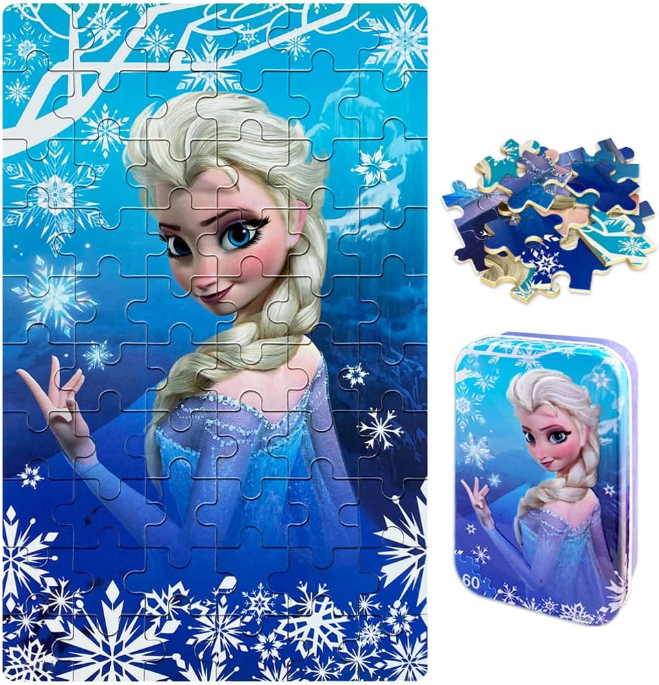 Puzzle 60 Piece Princess Jigsaw Puzzle for Kids Ages 3-8 Wooden Puzzles for Girls and Boys Great Gifts for Children P-elsa-60
