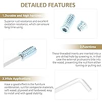 Vista 4 de Juego de 142 piezas: Insertos roscados de 1/4"-20 (10mm, 15mm, 20mm, 25mm), tuercas e insertos de madera para tornillos de muebles de madera, azul