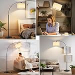 71" Arc Floor Lamps for Living Room, Standing Lamp with Adjustable Lamp Head, Tall Pole Lamp with Foot Switch, Arched Reading Light for Bedroom, Office, 9W 3 Color Temperatures Bulb Included