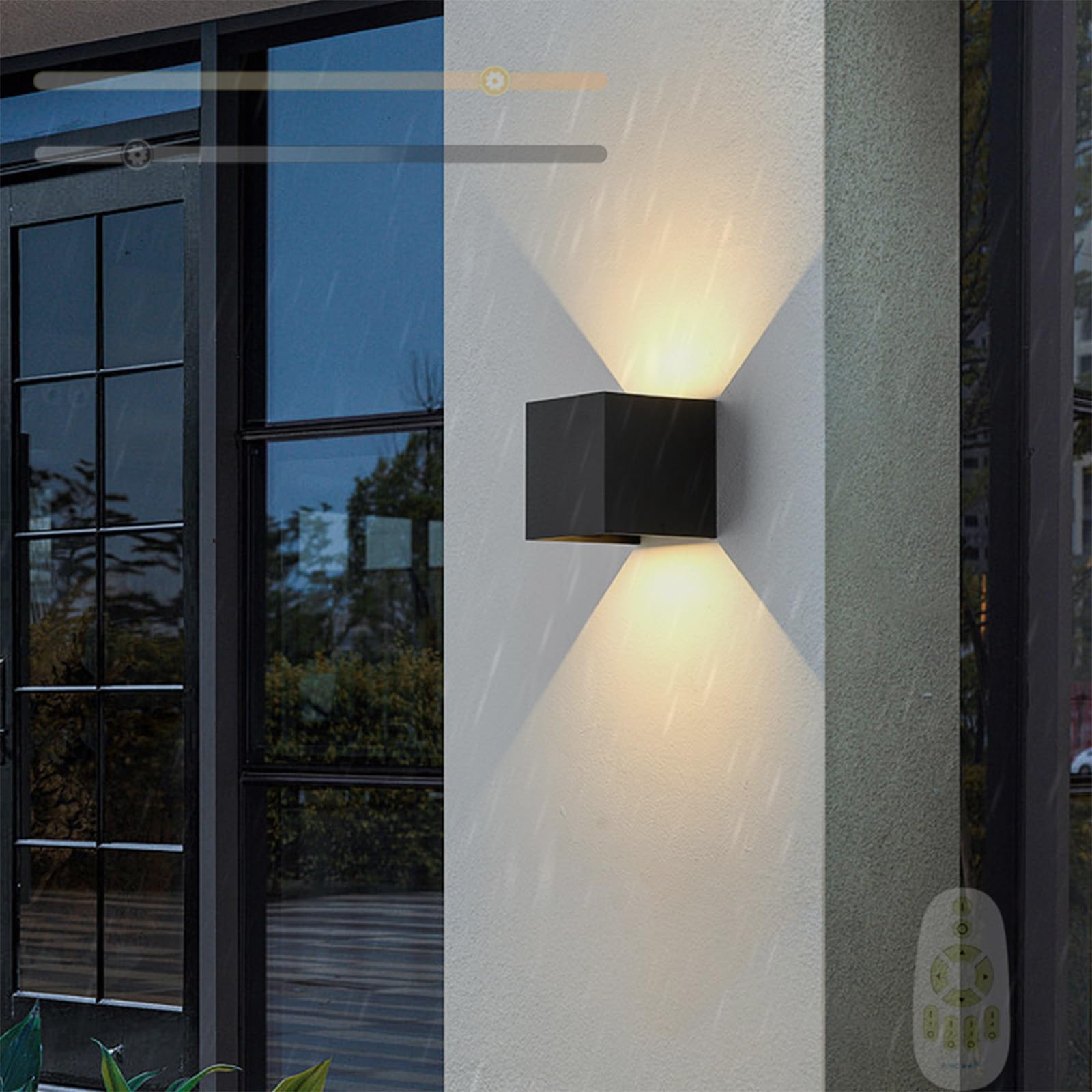 Applique murale LED extérieur noire IP65 avec télécommande pour jardin - 8
