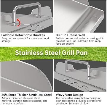 Universal Stainless Steel Griddle Flat Top Plate with Even Heating Bracing