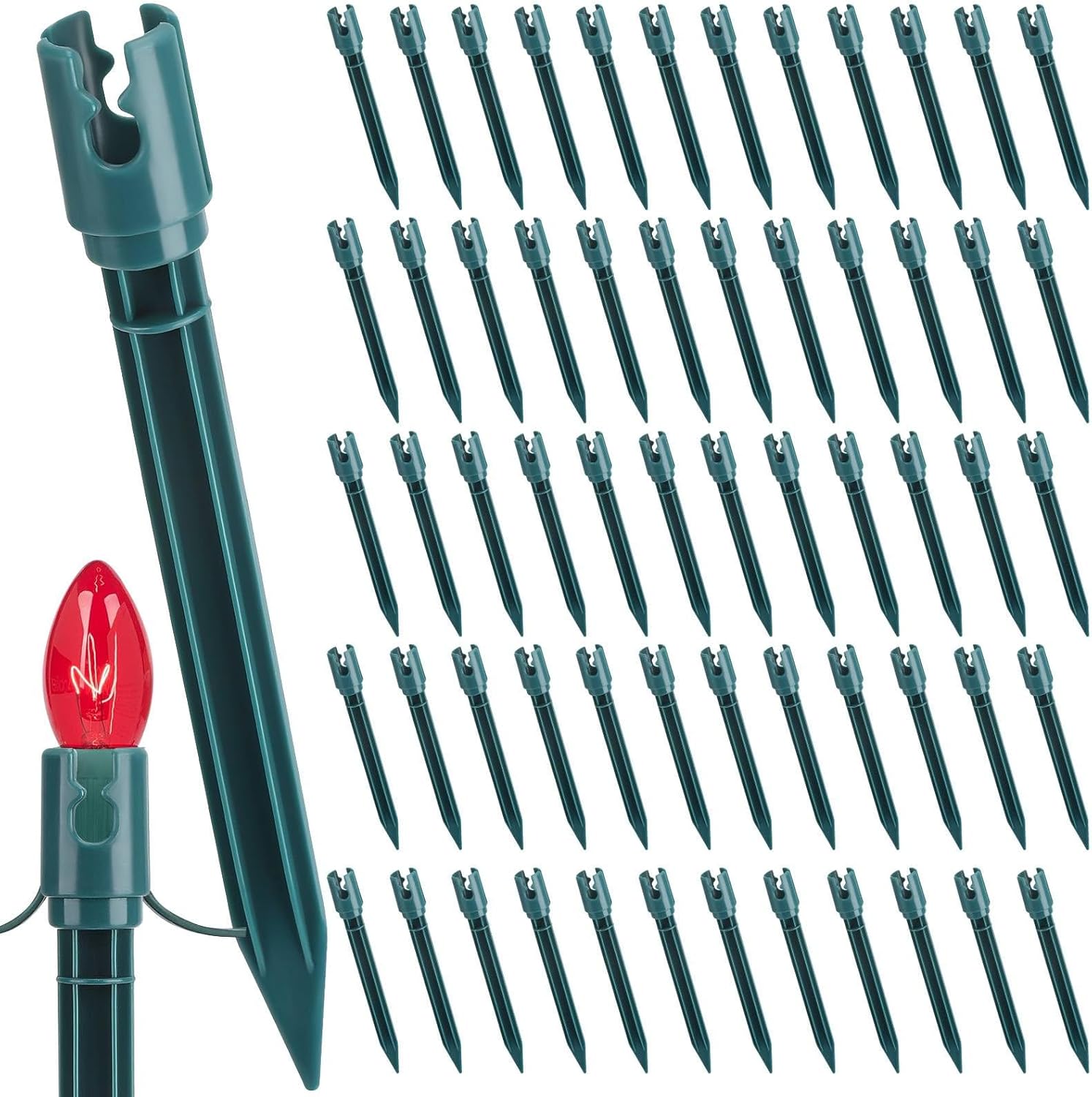 60 PCS 7.5 Inch Christmas Light Stakes Plastic Light Stake Yard Light Stakes for C7 C9 String Lights Holiday Universal Light Stakes for Christmas Decorations Garden Lawn