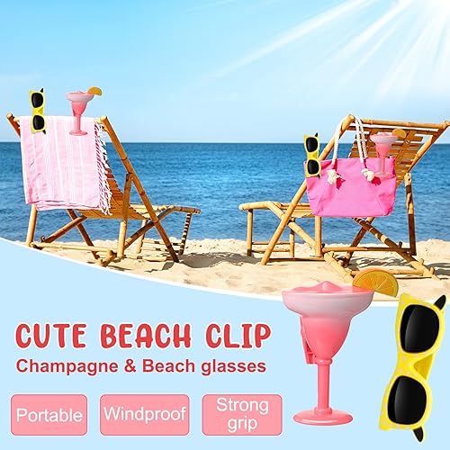Miniatura 4 de 4 clips para toallas de playa resistentes al viento para sillas de playa, patio y piscina, accesorios de dibujos animados, vasos de cóctel, clips