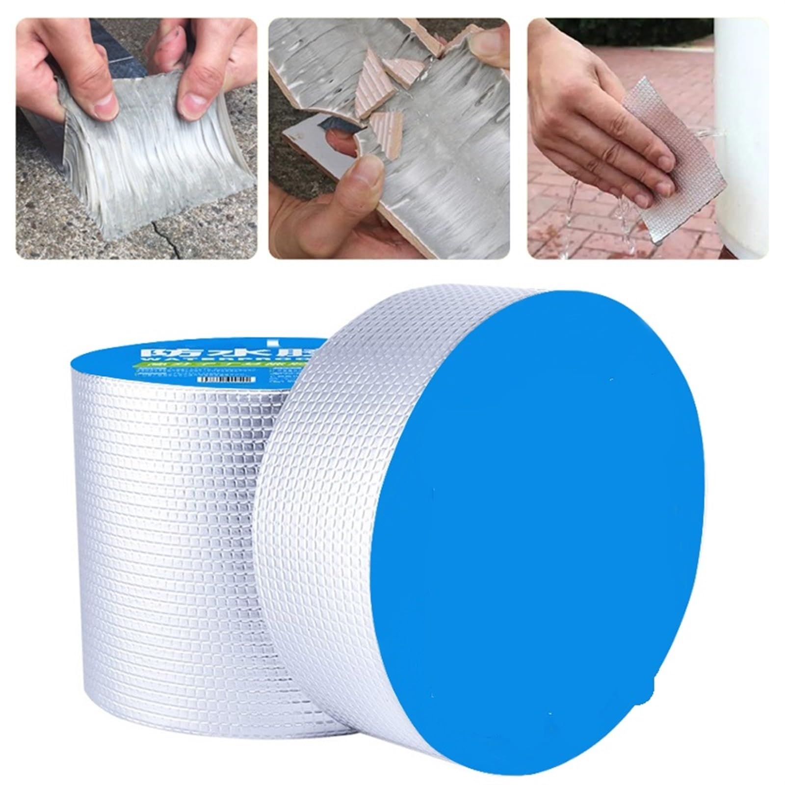 Cinta Butilo Impermeable Cinta impermeable de butilo gruesa papel aluminio, cinta adhesiva for reparación conductos techo y grietas pared, resistente al agua a altas temperaturas | 5mx20cm