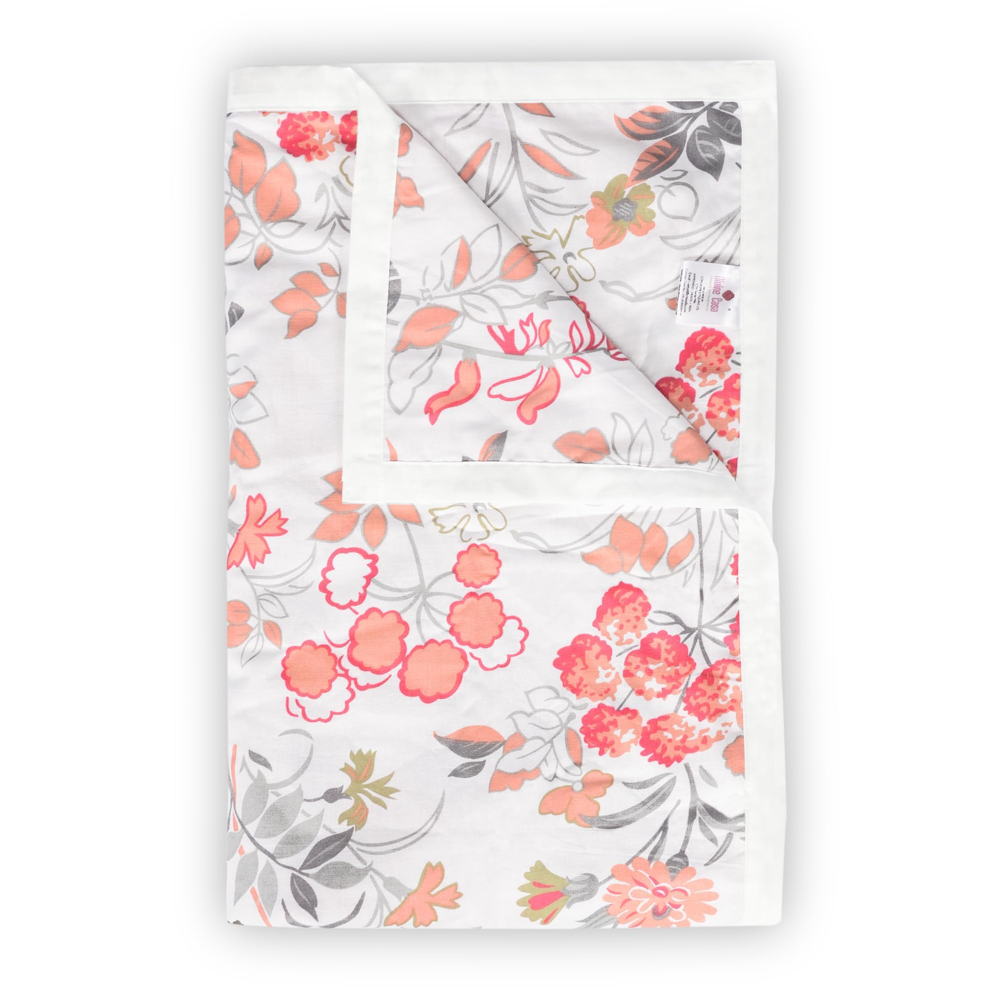 Divine Casa Floret 100% Cotton Double Dohar | 120 GSM | Soft & Lightweight Throw Blanket | Reversible Design | Cozy & Breathable Bedding | All-Season Comfort | 220 x 205 CM, Floral Blush