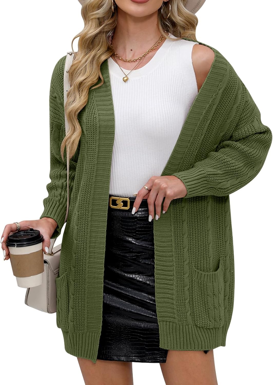 For G and PL Women’s V-Neck Long Sleeve Cardigan Cable Knit Open Front with Pockets Sweater Outerwear For G and PL Women’s V-Neck Long Sleeve Cardigan Cable Knit Open Front with Pockets Sweater Outerwear