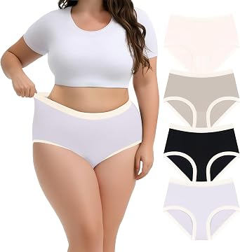 Lastshe Womens Plus Size Seamless Underwear High Waisted Ladies Panty Full Coverage Comfortable Briefs 4 Pack