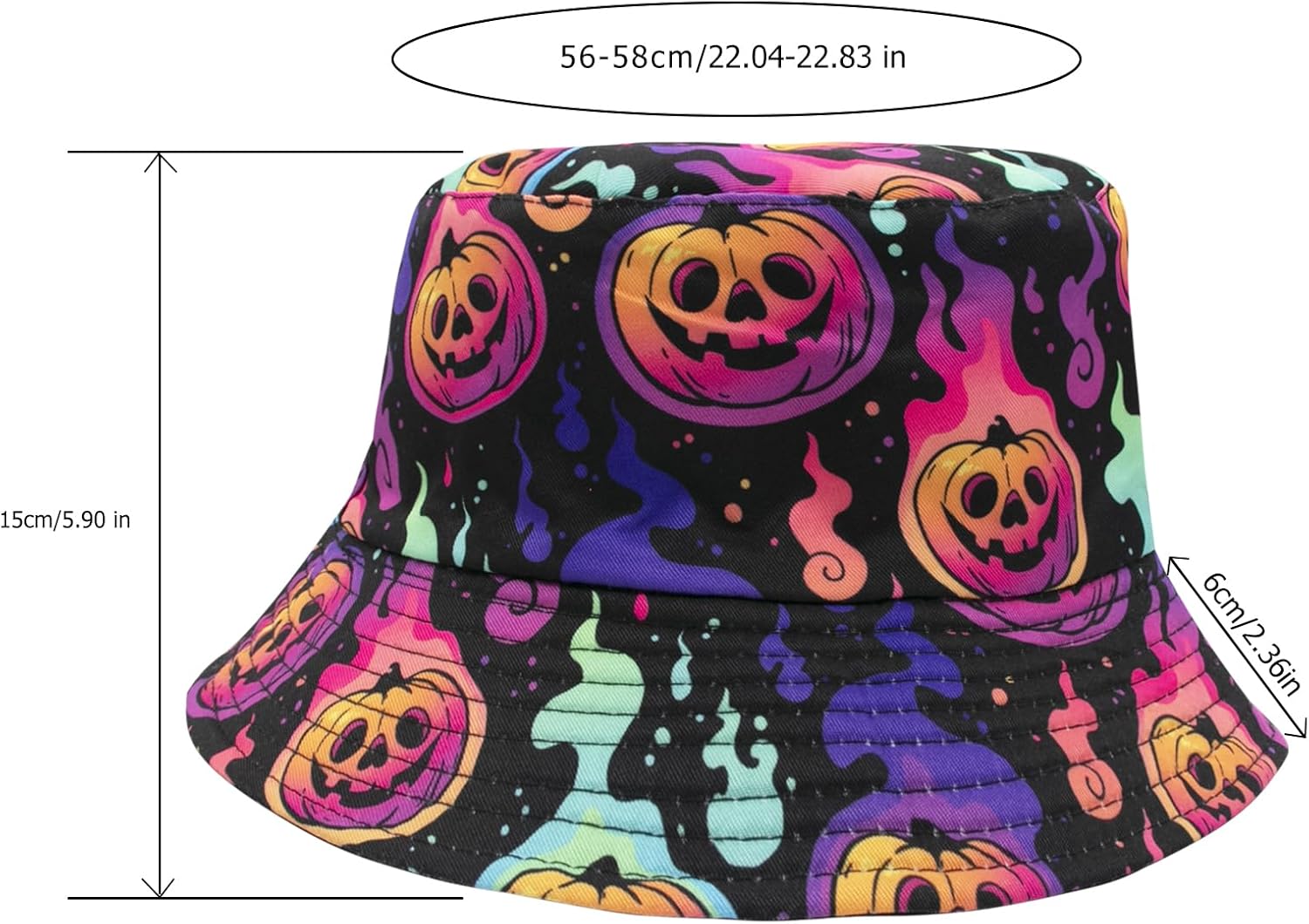 YAMEIZE Halloween Bucket Hat for Women - Men Pumpkin Ghost Hat for Adult Funny Beach Outdoor Holiday Party Cap - Image 2