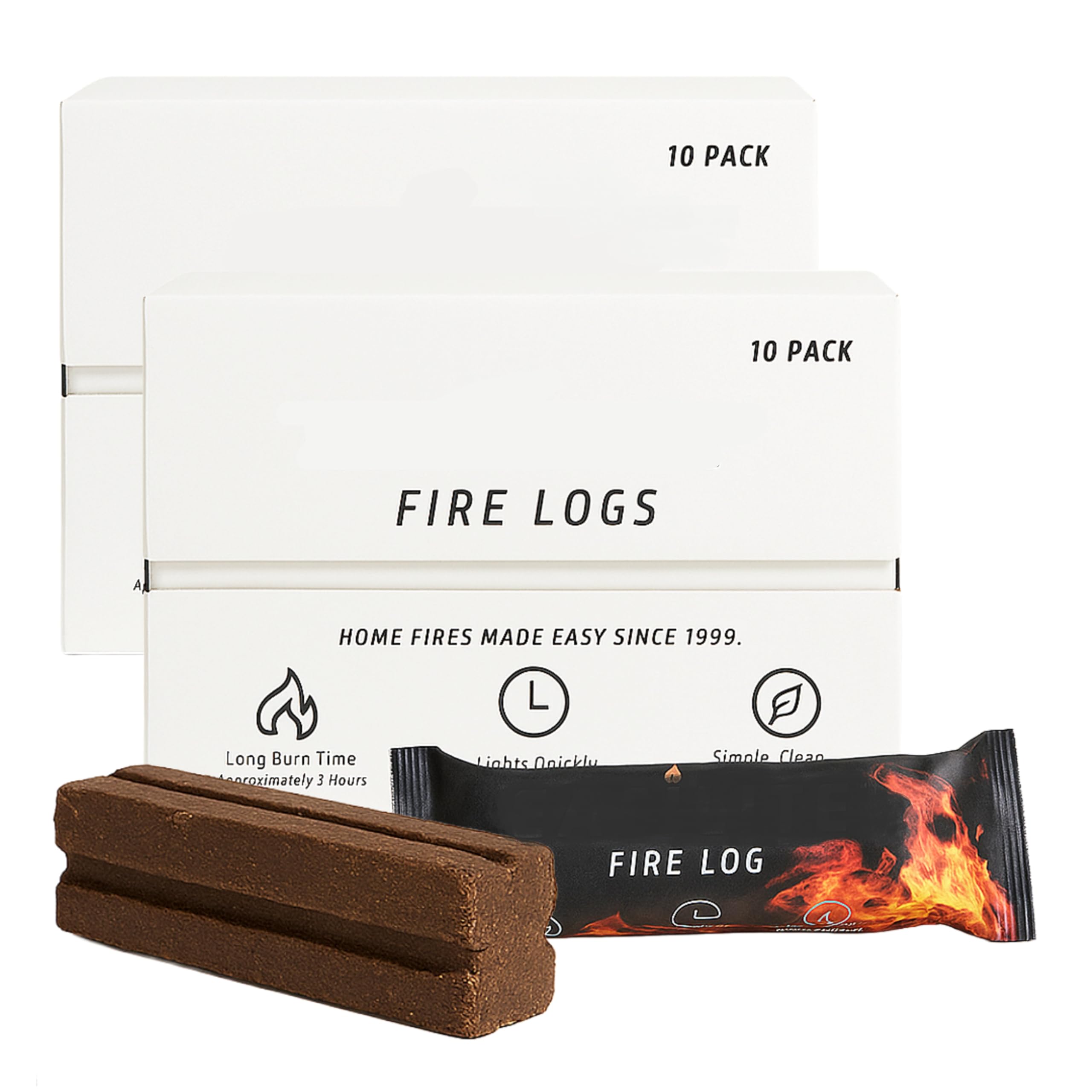 Instant Light- Easy Lighting Wood FireLogs. Burns Approx. up to 2 Hours. Perfect for Open Fires, Fire Pits, Wood Stoves and Chimineas (Pack of 20, 2, Count)