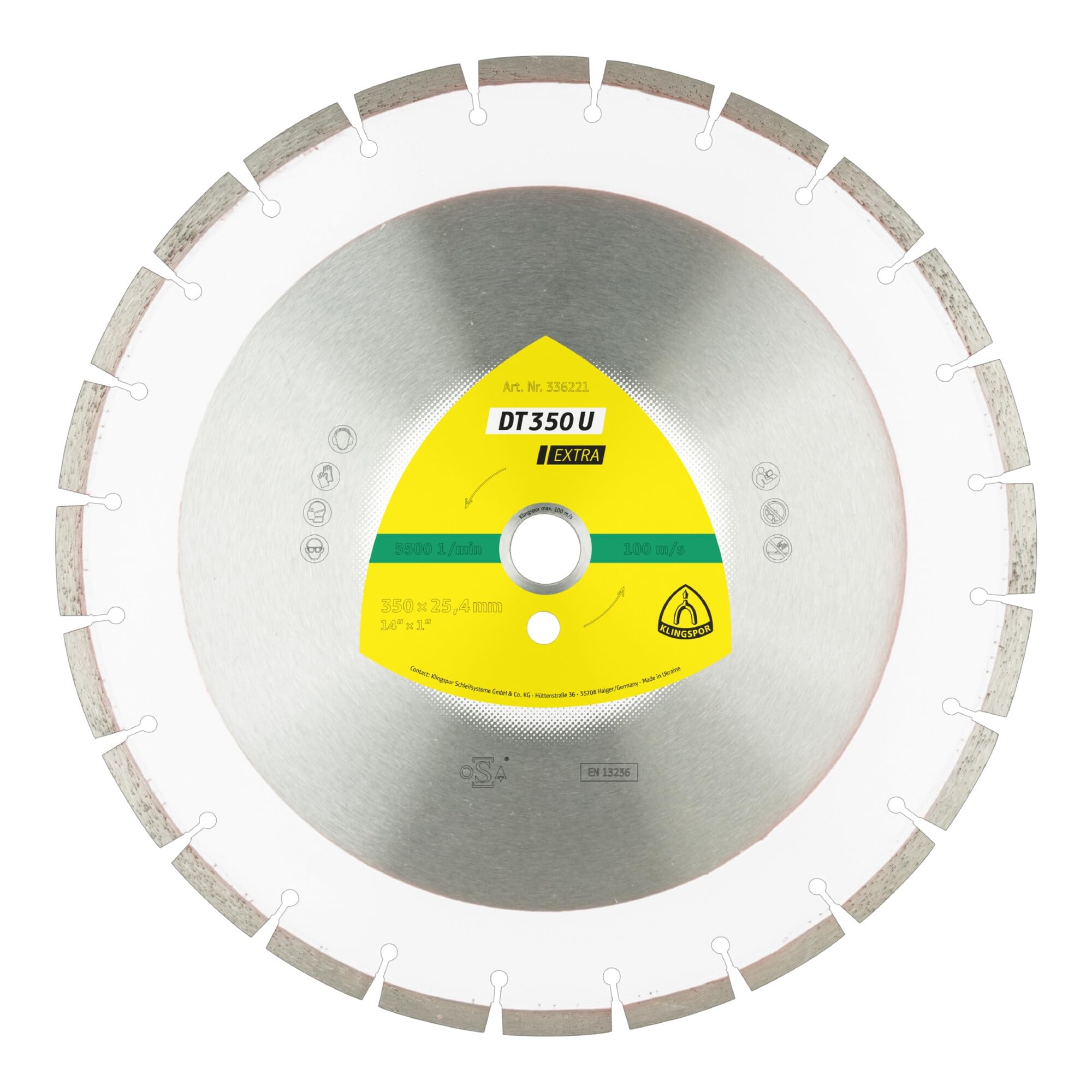 336221 Discos de Corte Diamantados para Tronzadoras Motorizadas/Cortadura de Juntas/Sierras de Mesa, DT 350 U, 350 x 25.4 mm, 6400 RPM