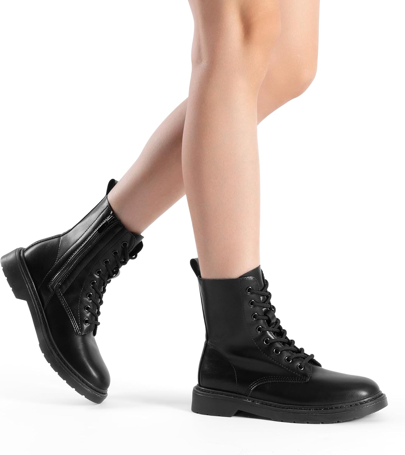 DREAM PAIRS Women Combat Boots Lace-up Low Heel Ankle Booties - Image 2