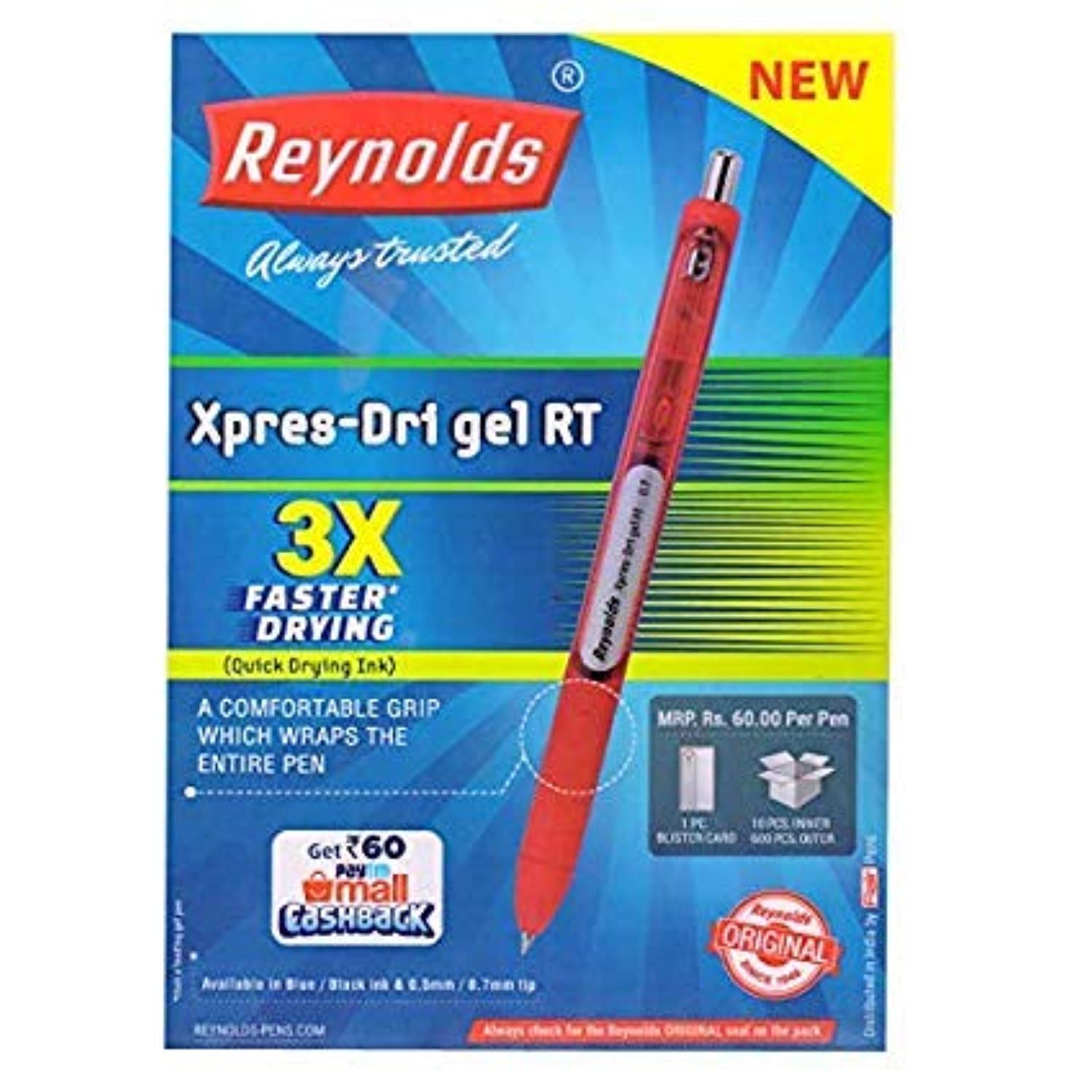 Reynolds Xpres-Dri Gel Pen 0.5mm Blue(Pack Of 2 Pens) (Blue, Pack Of 2 Pens)