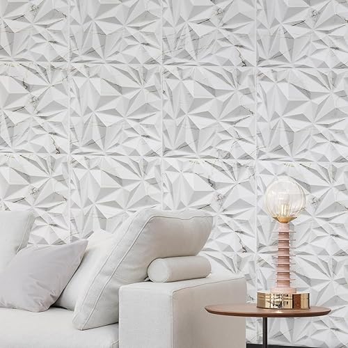 Miniatura 25 de STICKGOO Paneles de pared 3D para decoración de pared interior, paneles de pared 3D de diamante de roble claro, paneles de pared de PVC con acento