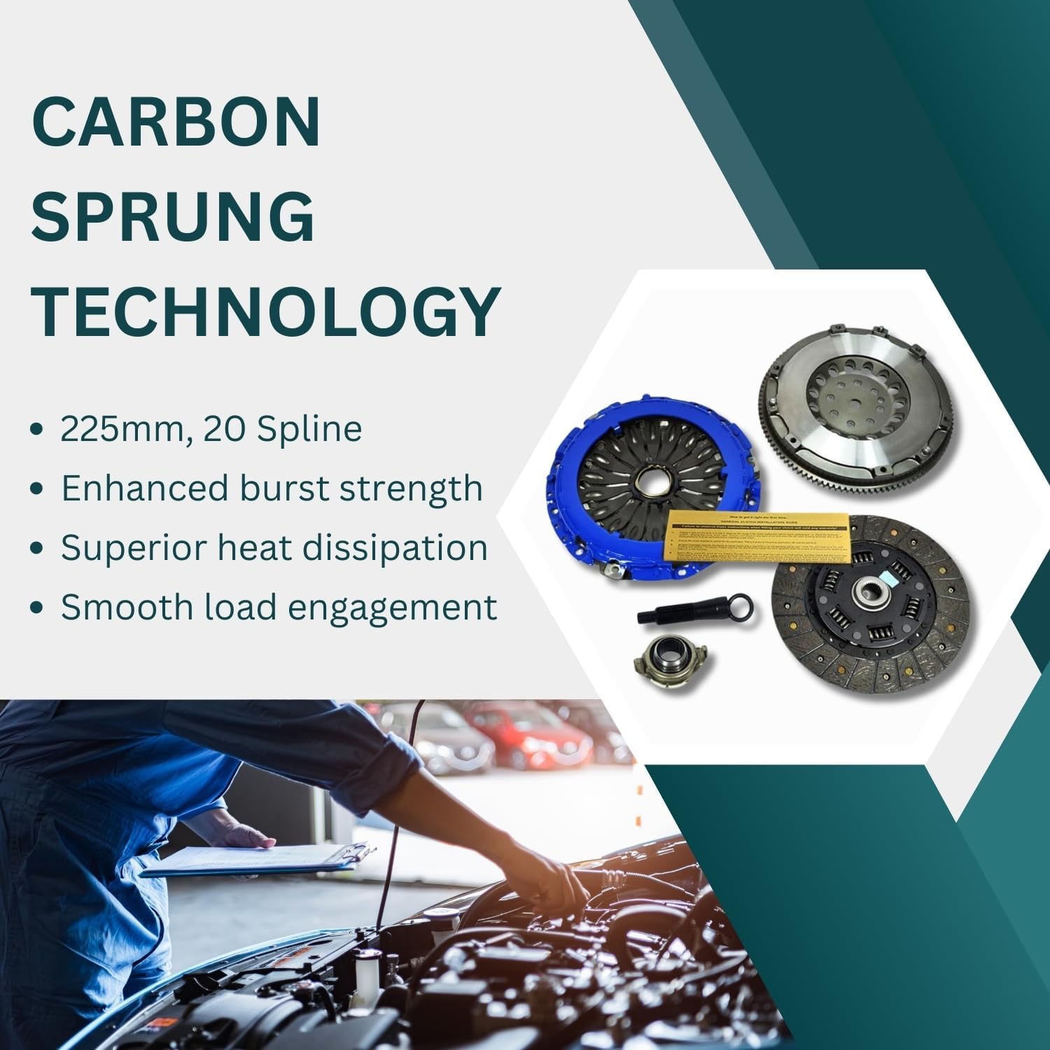 EFT Stage 2 Sprung HD Clutch Kit and Flywheel For 2003-2008 Hyundai Tiburon 2.7L V6 Engine - Performance Upgrade for Enhanced Power Handling and Durability - 12 Month Brand Warranty