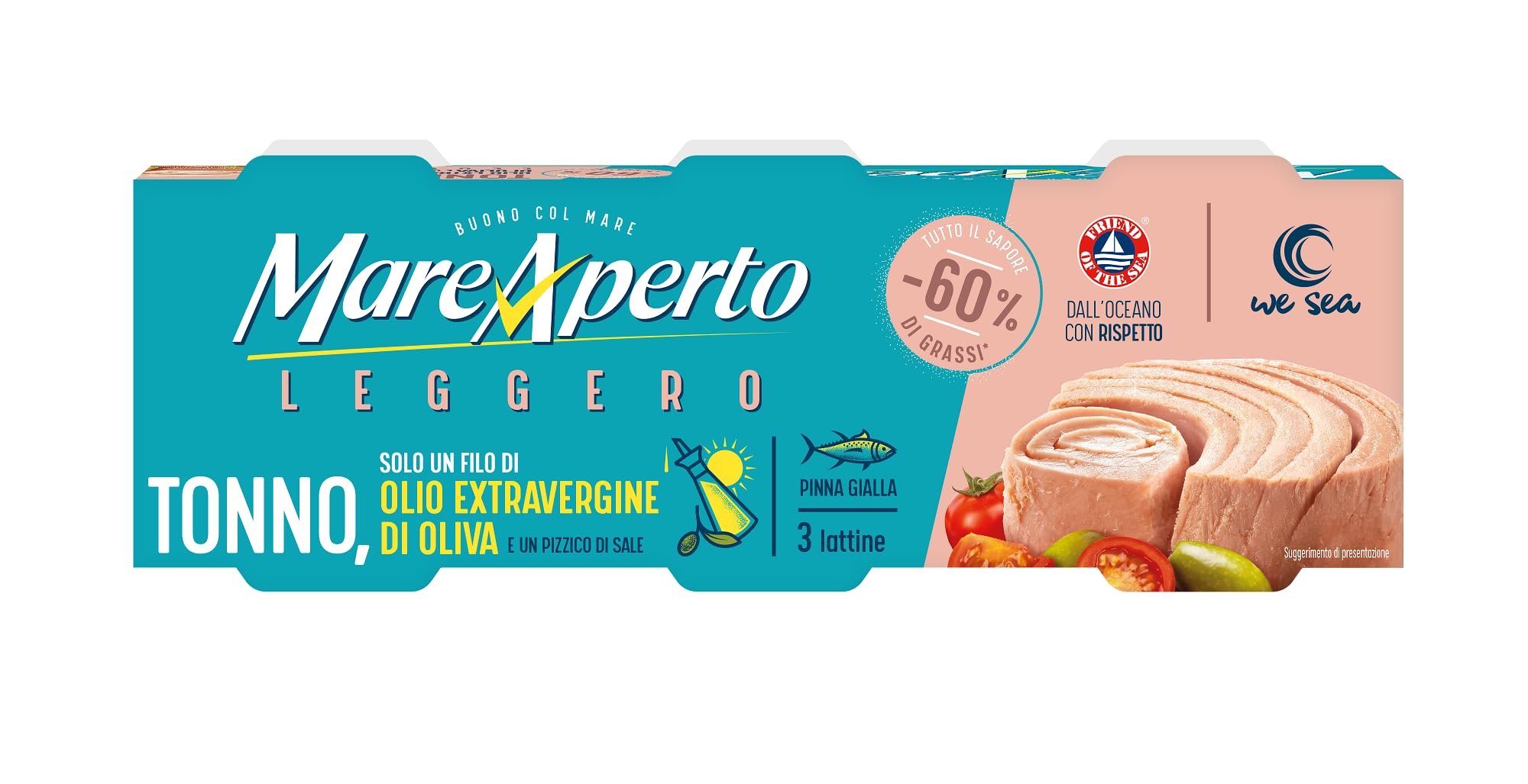 Italian Gourmet Tonno Leggero Thunfisch in Olivenöl 12 x 3 x 60g Dose | Con un filo di extravergine e sale, zart im Geschmack, leichte Rezeptur für, Gesamtnettogewicht 180 g + Kostenlos Polpa 400g