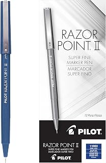 Pilot Pen Razor Point II Porous Point Pen Stick Blue Dozen 11003