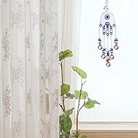 Vista 4 de rockcloud Adorno para colgar en la pared de ojo malvado de cristal, atrapa el sol, decoración de coche de la suerte para la protección del hogar