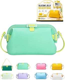Waterproof Reusable Silicone Foldable Tote Jelly Beach Hand Bag Purse Women | 67.63 Fl Oz Popular Outdoor Transparent Top-Handle Crystal Crossbody Handbag Summer(Green)