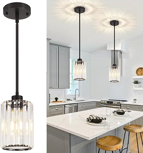 Miniatura 16 de Paquete de 2 Luces Colgantes para Isla de Cocina, Moderna Iluminación Colgante de Cristal Dorado, Accesorios de Luz Colgante de Cocina Mini