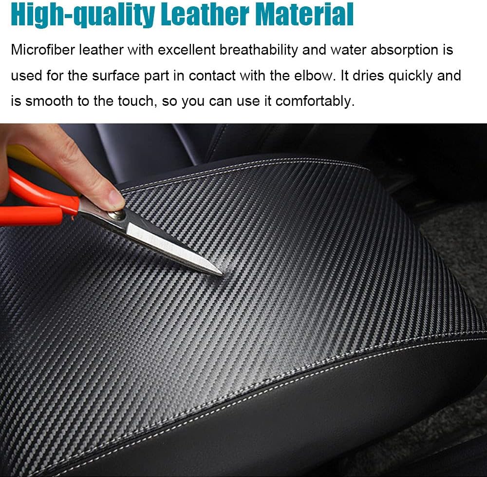 LEXLEY Armrest Box Cover Center Console Pad Waterproof Anti-Scratch Leather Protector Covers For Ford Explorer 2012-2019(Black Stitches)