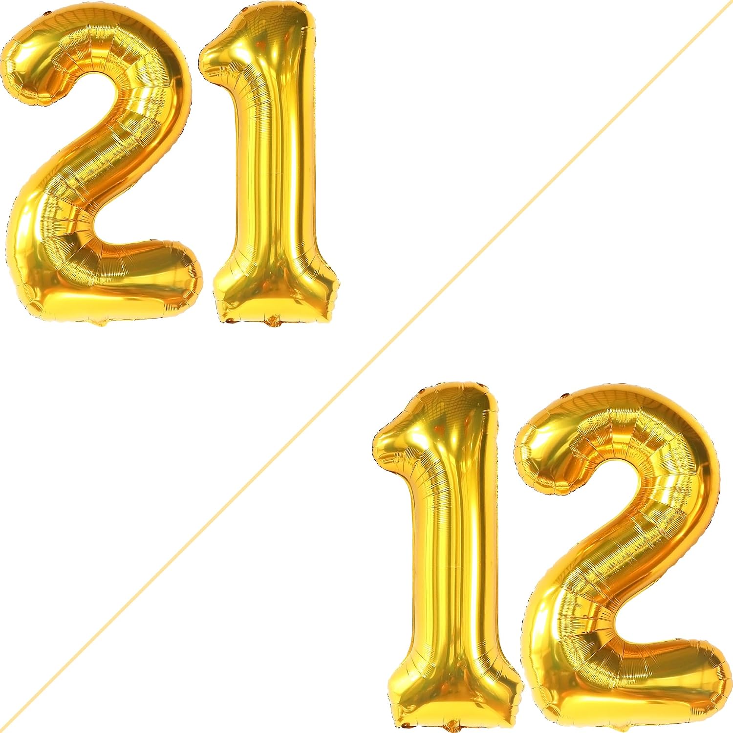 KatchOn, Gold 21 Balloons Numbers - 40 Inch | Gold 21st Birthday Balloons | 21st Birthday Decorations For Her Gold | 21 Balloon Number, 21 Number Balloons | Gold 21st Birthday Decorations