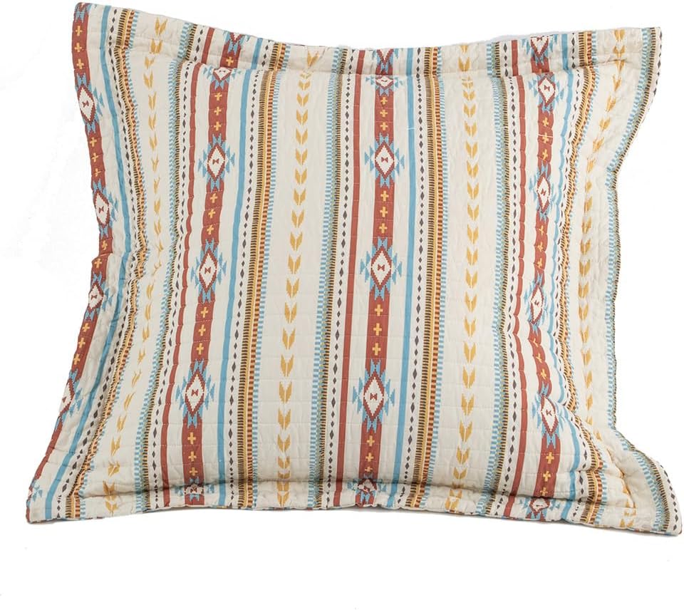 Rod's Bronco Euro Sham – Vintage Western Cowboy Design, Multi Color Cotton Pillow Sham, 26 x 26 in
