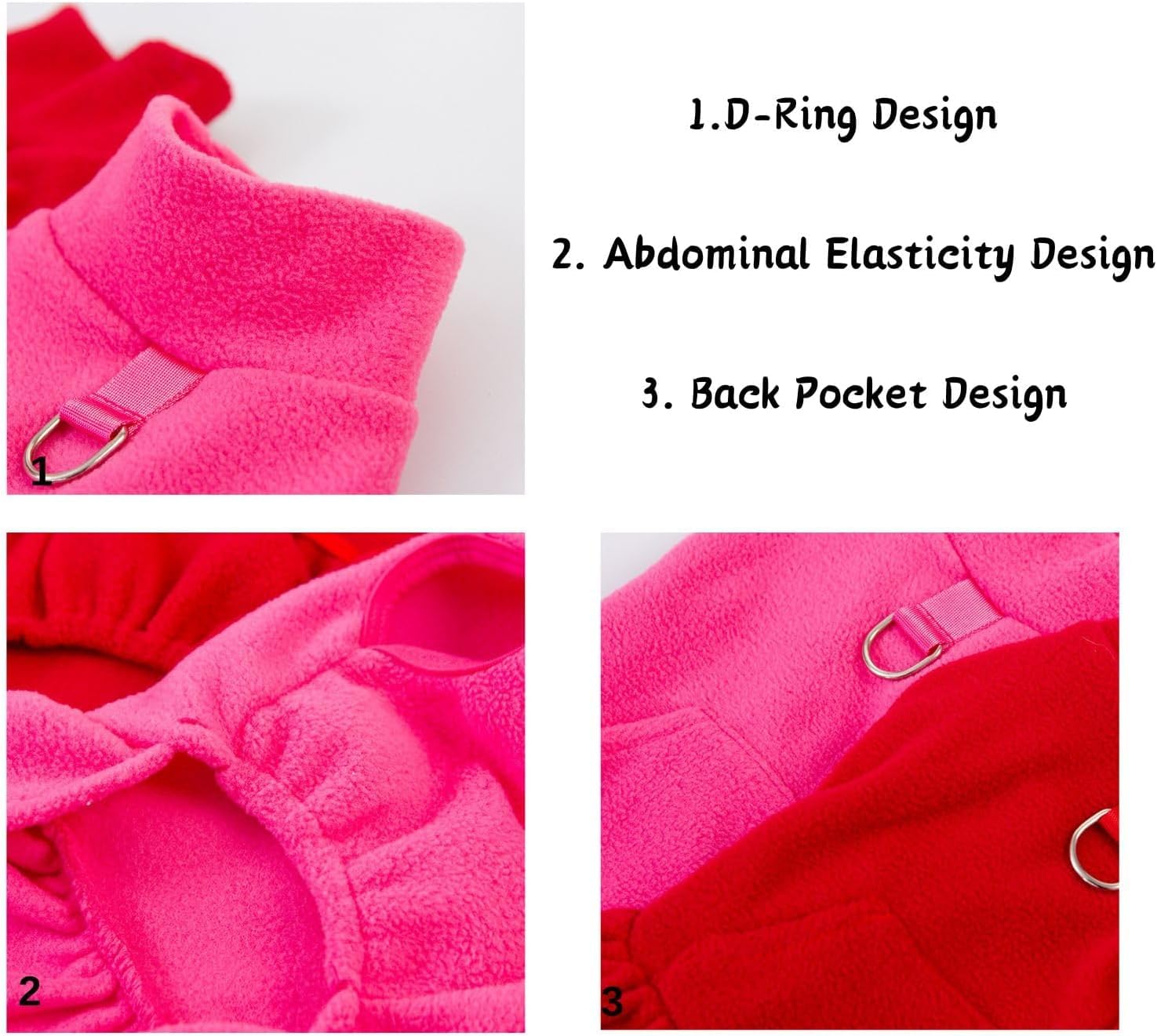BT Bear Pet Warm Coat Sweatshirt,Cute Dog Warm Fleece Dress Clothes With D-Ring Puppy Sweater Dog Winter Coat for Puppy Small Dogs,Pink M - Image 3