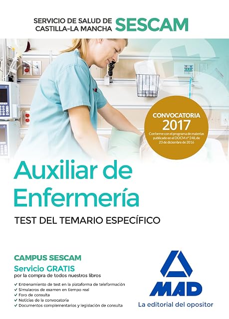 Portada de Auxiliar de enfermería del Servicio de Salud de Castilla-La Mancha . Test del temario específico