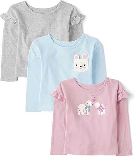 The Children's Place,Baby Girls,and Toddler Assorted Long Sleeve Knit Shirt,Polar Bear,2 Years