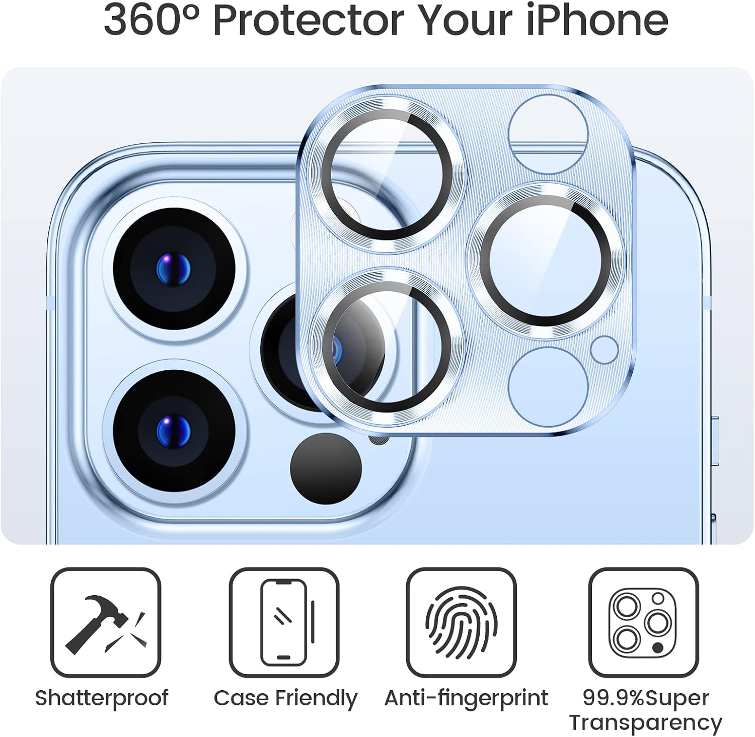 Goton Camera Lens Protector for iPhone 13 Pro Max 6.7 iPhone 13 Pro 6.1 - Tempered Glass Bling Protective Film Full Cover Glitter Accessories for Women, for iPhone 13 Pro Max/Pro 2021
