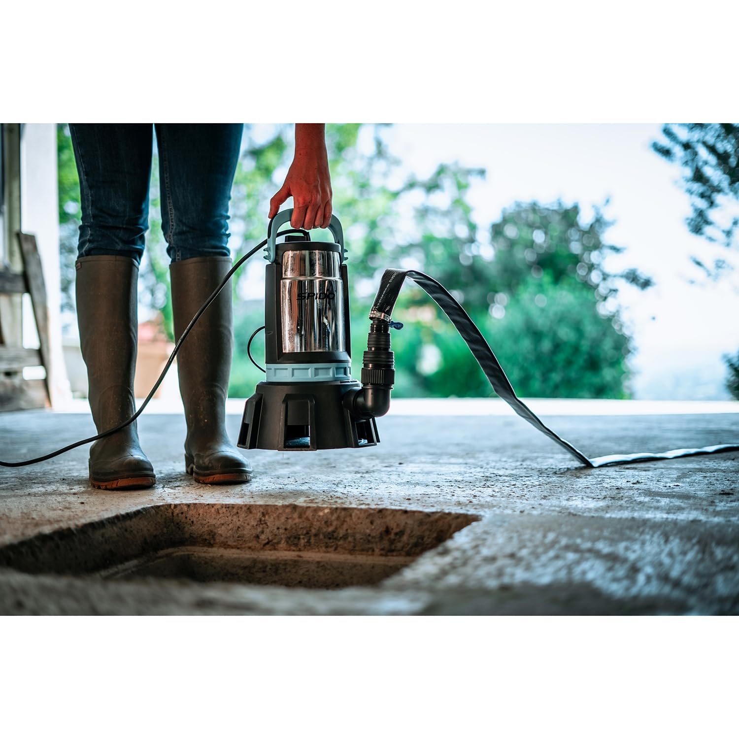 Pompe d’Évacuation Eaux Chargées Spid’O SPICONCEPT ECA 550 - Flotteur AquaSensor - 550 W - Débit 15 m³/h - Passage 35 mm