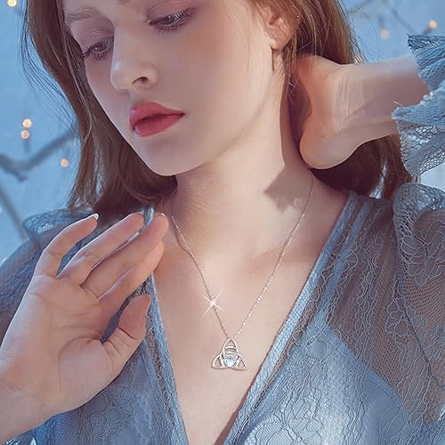 Miniatura 3 de Collar de nudo celta para mujer, plata de ley 925, collar de nudo celta irlandés de buena suerte, nudo celta, nudo celta, piedra lunar, amor,