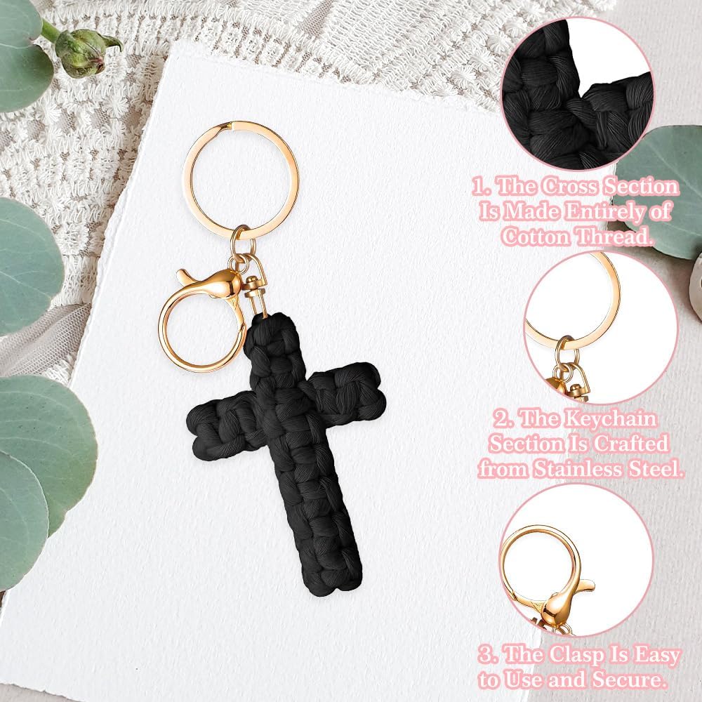 Knit Cross keychain Christian Gifts for Women Men Religious Gifts Bohe Backpack Charms Christian Keychain - Image 2