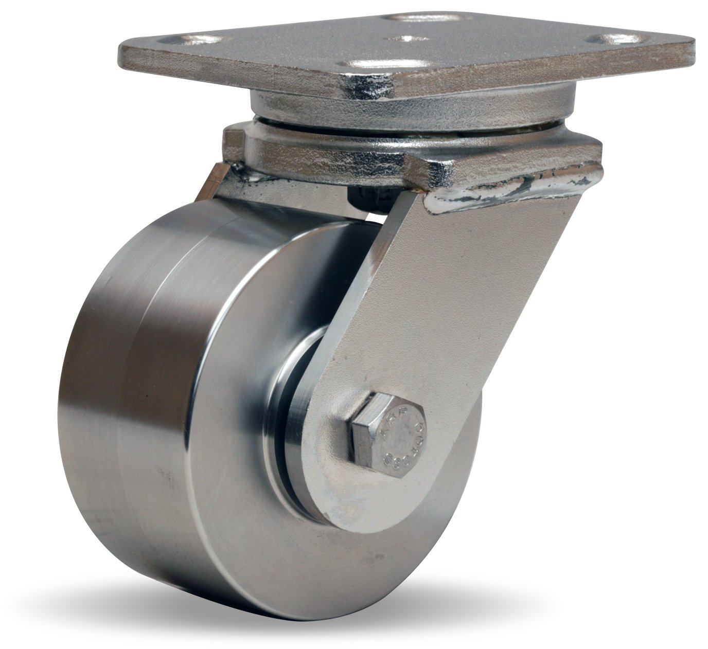 Hamilton Workhorse Plate Caster, Swivel, Stainless Steel Wheel